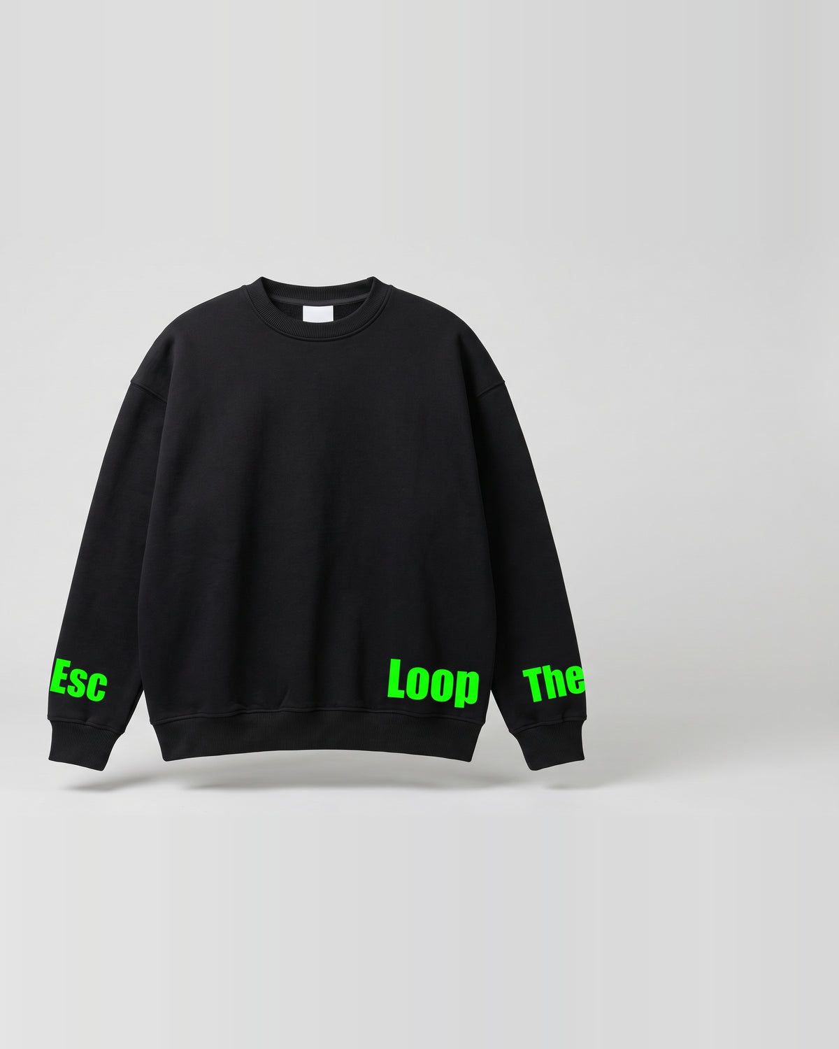 Black Oversized Sweatshirt with Escape The loop Back Print