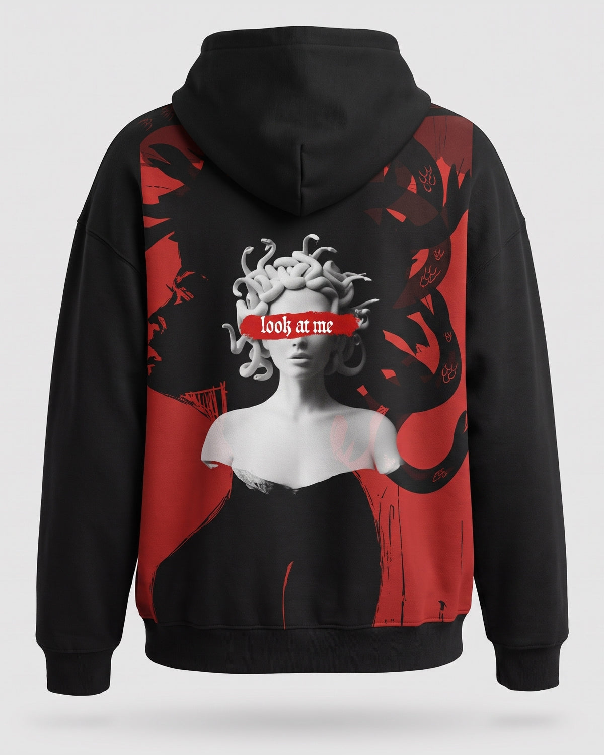 Black Over Sized Hoodie with Medusa GG Print