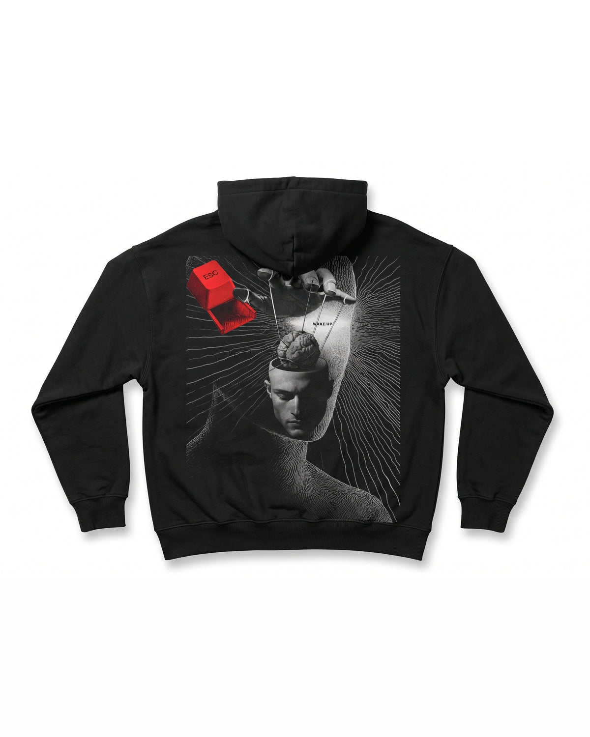 Black Oversized Hoodie with Brainwash Back Print