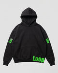 Black Oversized Hoodie with Escape The loop Back Print
