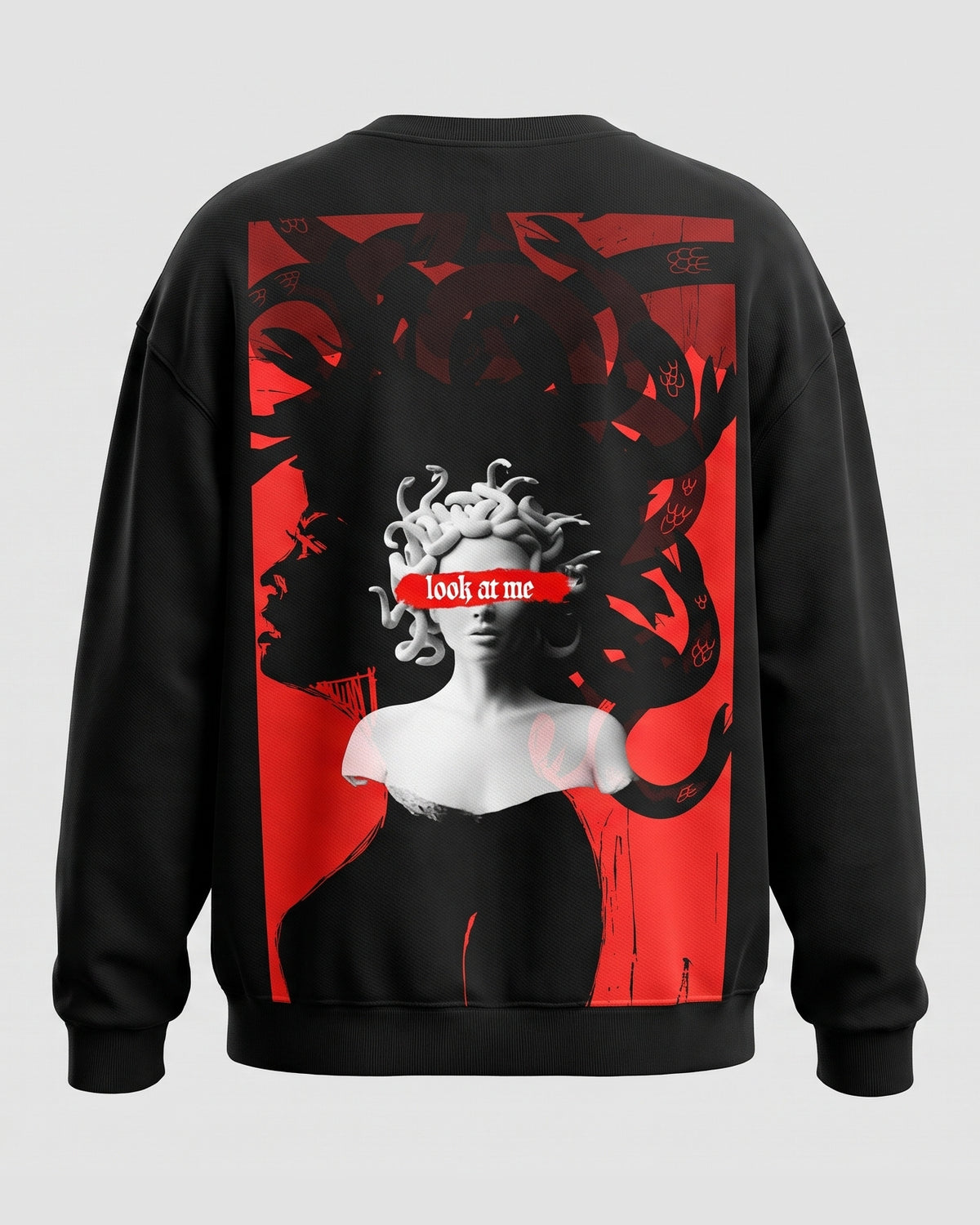 Black Over Sized Sweatshirt with Medusa GG Print