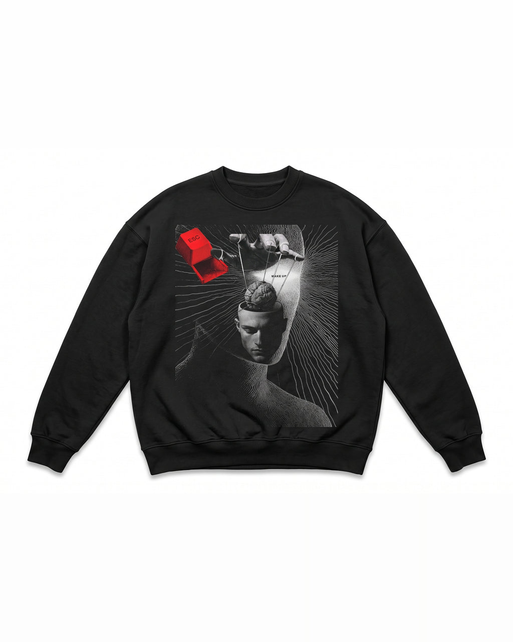 Black Oversized Sweatshirt with Brainwash Back Print
