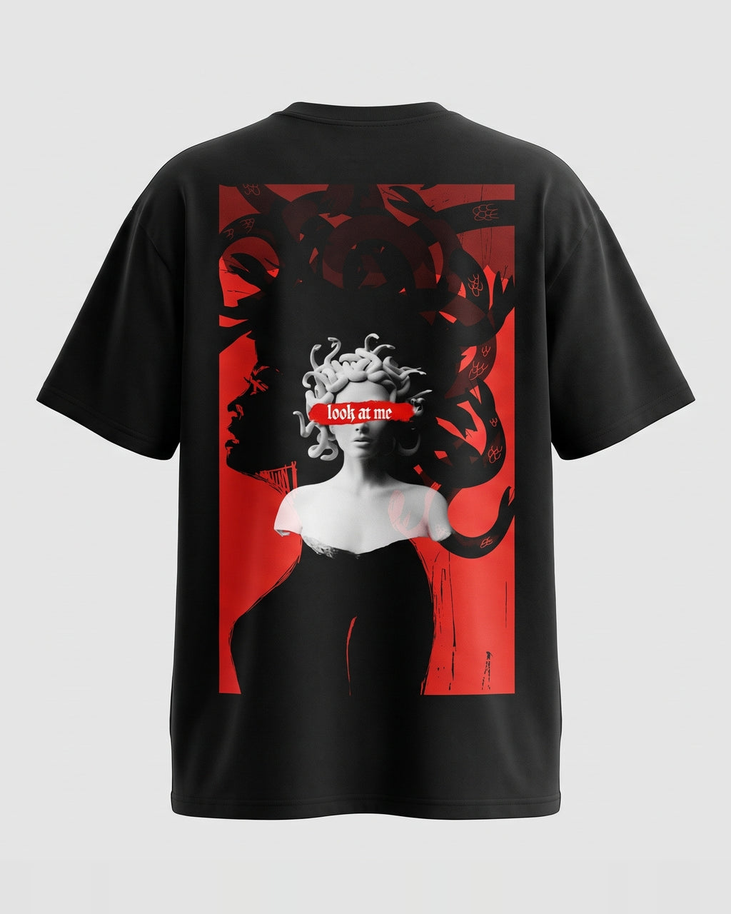 Black Over Sized T-Shirt with Medusa GG Print