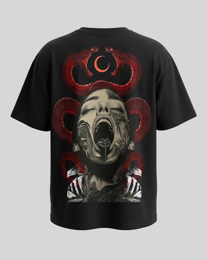 Black Over Sized T-Shirt with Medusa OG Print