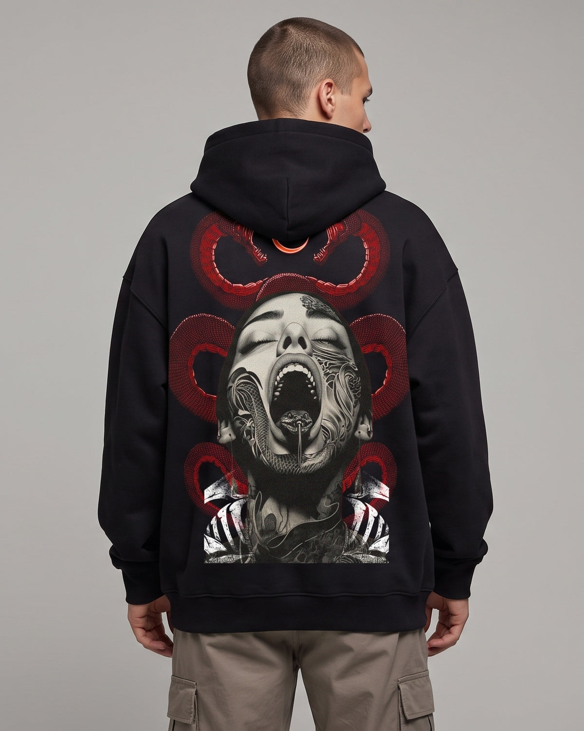 Black Over Sized Hoodie with Medusa OG Print