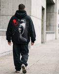 Black Oversized Hoodie with Brainwash Back Print