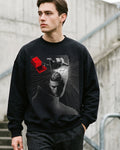 Black Oversized Sweatshirt with Brainwash Back Print
