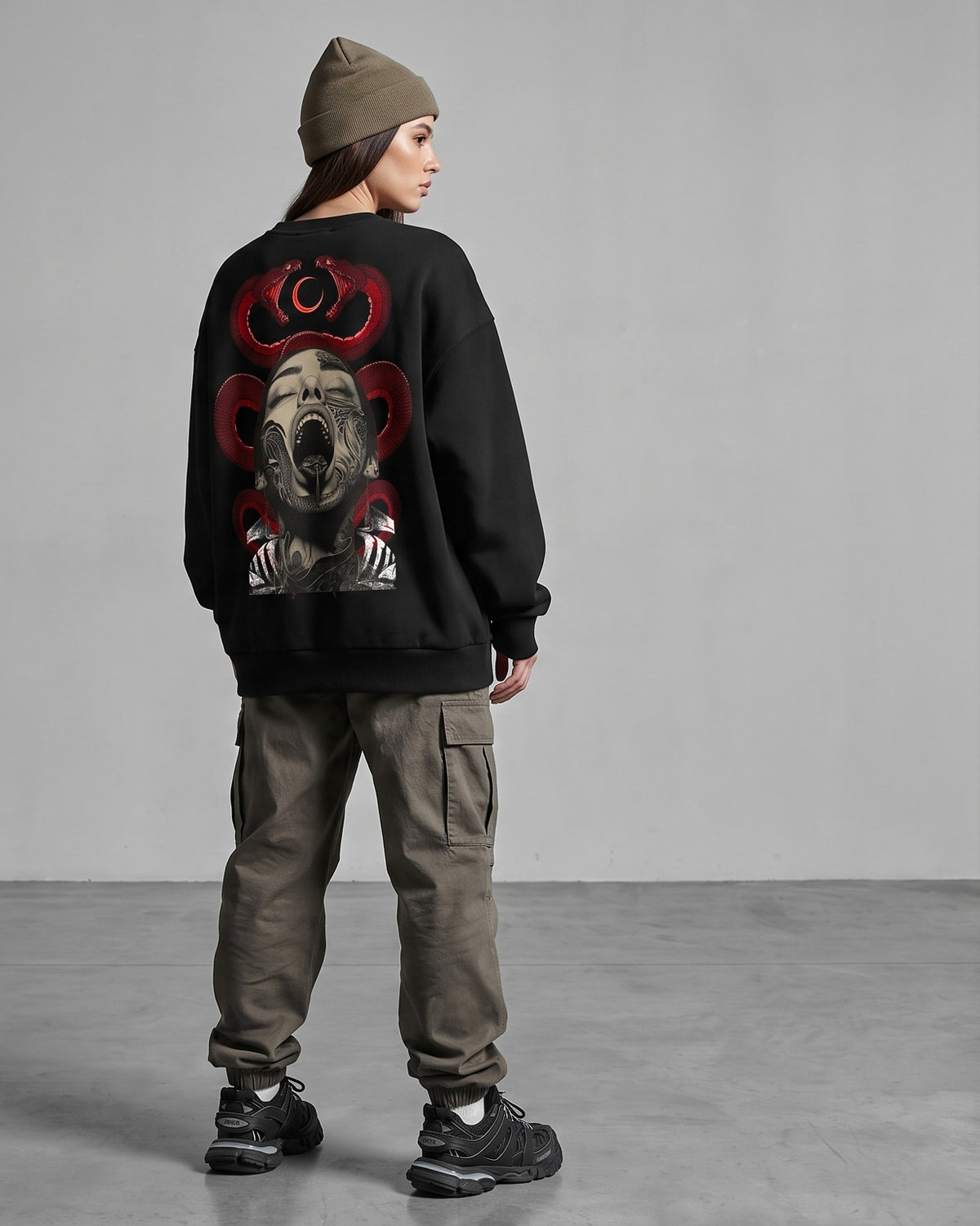 Black Over Sized Sweatshirt with Medusa OG Print