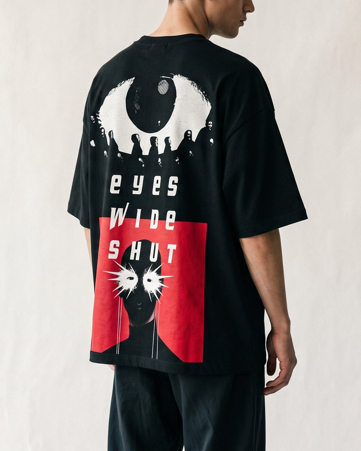 Black Over Sized T-Shirt with Eyes Wide Shut Back Print