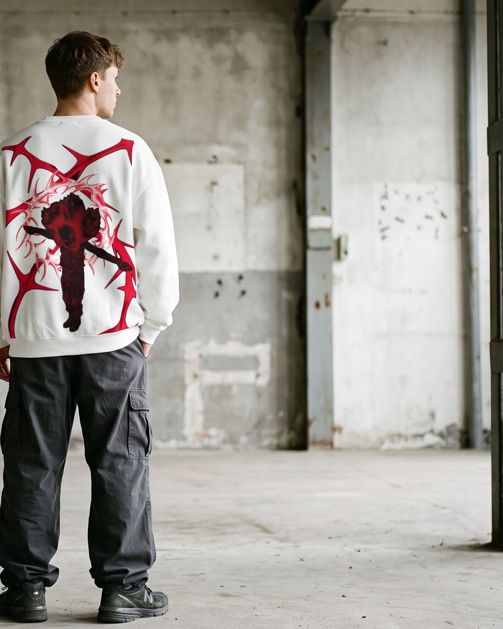 White Oversized Sweatshirt with Create Back Print